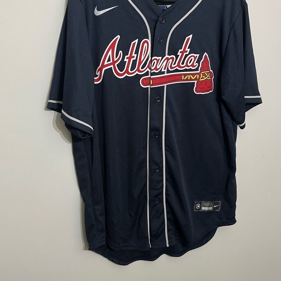 NWT Nike Mens Blue Atlanta Braves Ronald Acuña Jr. Button Front Jersey Large - Picture 2 of 8
